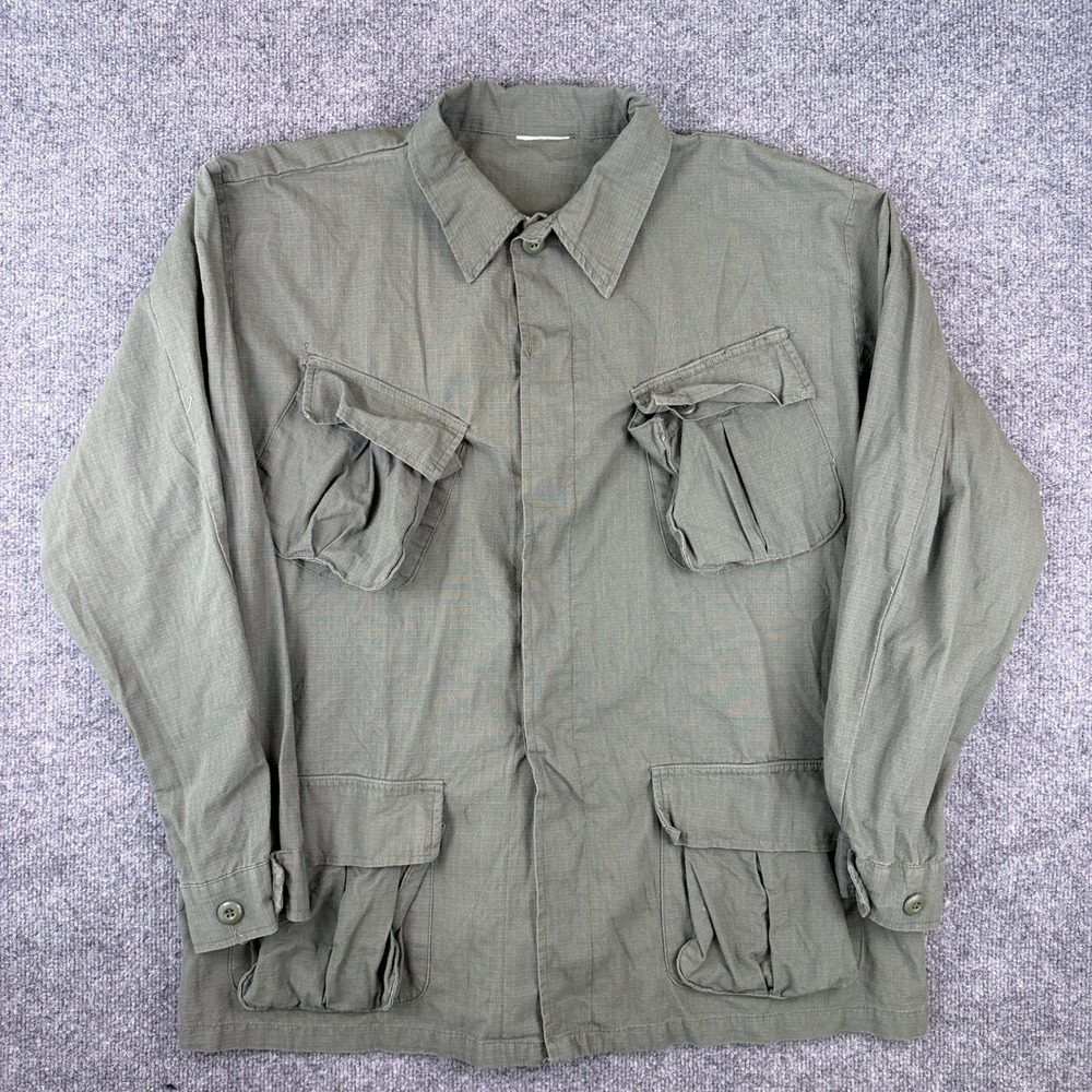 VTG Rothco Jungle Jacket Mens XL Green Slant Pocket Ripstop Vietnam 70s Style